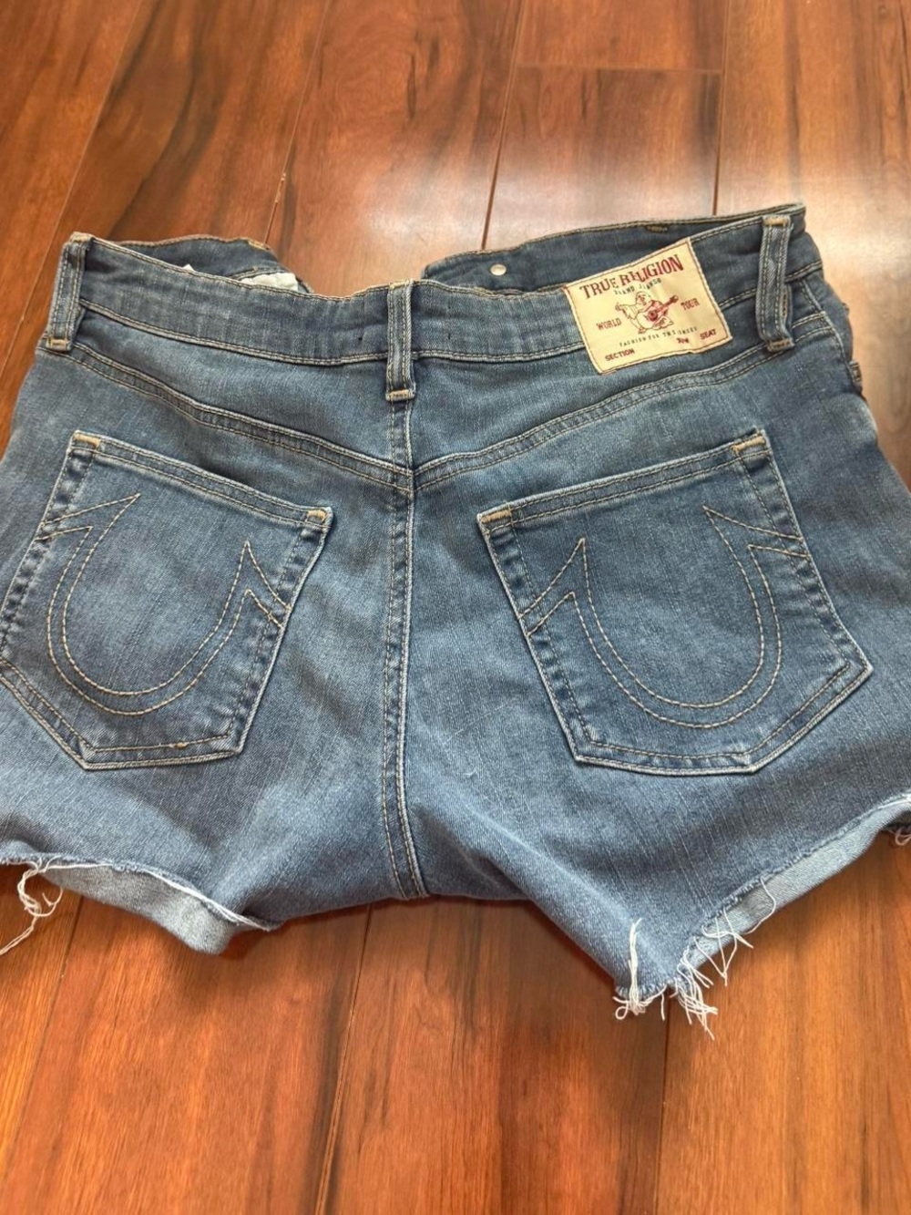 True Religion Blue Denim Ankle/Cropped Cutoff Shorts